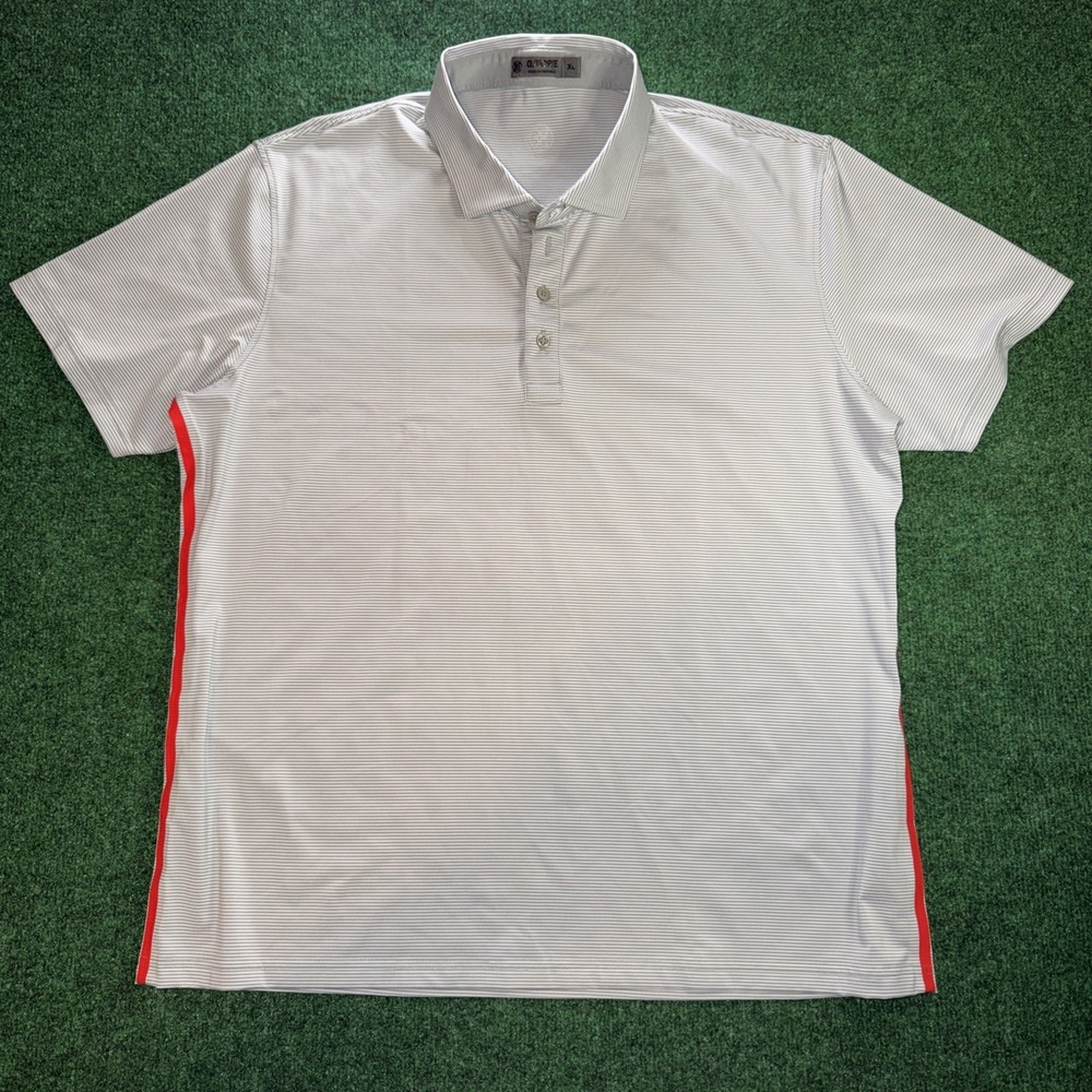 G Fore Golf Polo Men's Size XL Gray White Stripe Red Down Sides